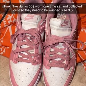 Nike Women's Pink and White Dunks